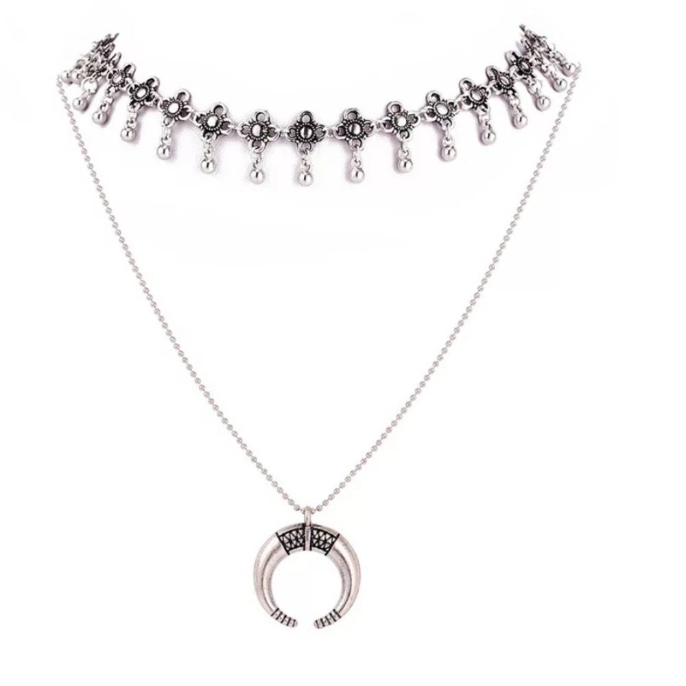 ♡Kitty♡ Choker and Moon necklace set - Picture 3 of 4